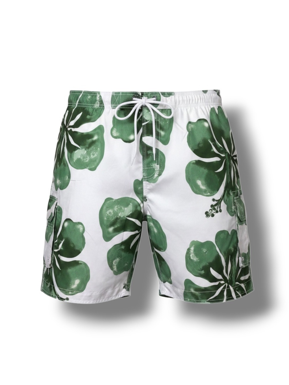 Reel Legends Mens Lined Board Shorts Swim Trunks Floral White/Green XXL